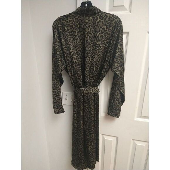 Michael Kors Leopard Button-down Collared dress green medium business Classic - Picture 5 of 11